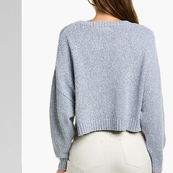 Central Park West New York Senna Denim Knit Cropped Sweater M - Picture 2 of 12